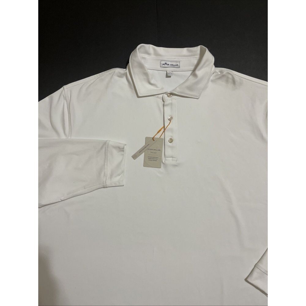 Peter Millar Men's Lyons Performance Jersey Sport White Long-Sleeve Polo Sz XXL - Picture 2 of 13